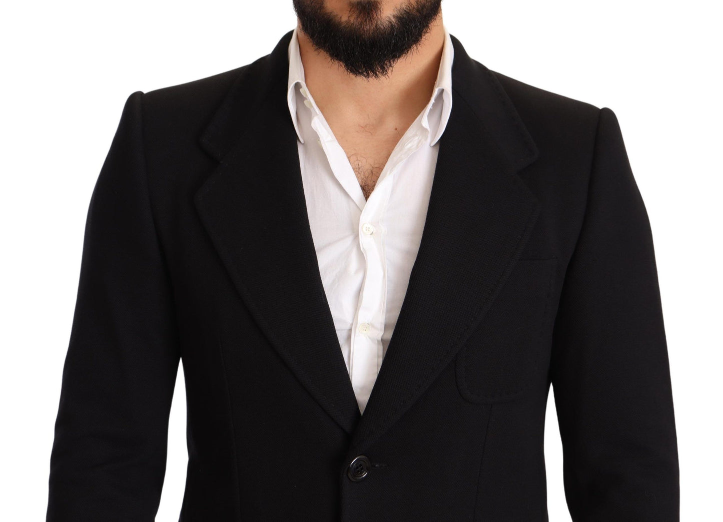 Dolce & Gabbana Black Cotton Slim Fit Coat Jacket  Blazer