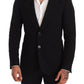 Dolce & Gabbana Black Cotton Slim Fit Coat Jacket  Blazer