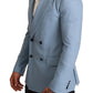 Dolce & Gabbana Blue Cashmere Silk Slim Fit Blazer Jacket