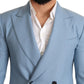 Dolce & Gabbana Blue Cashmere Silk Slim Fit Blazer Jacket