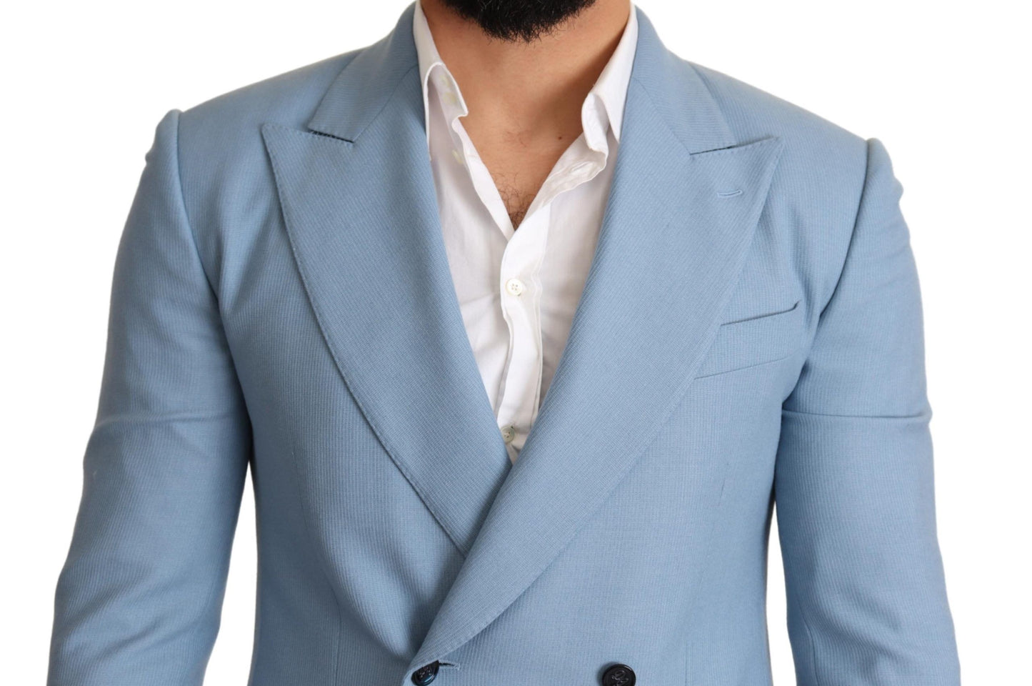 Dolce & Gabbana Blue Cashmere Silk Slim Fit Blazer Jacket