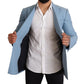 Dolce & Gabbana Blue Cashmere Silk Slim Fit Blazer Jacket