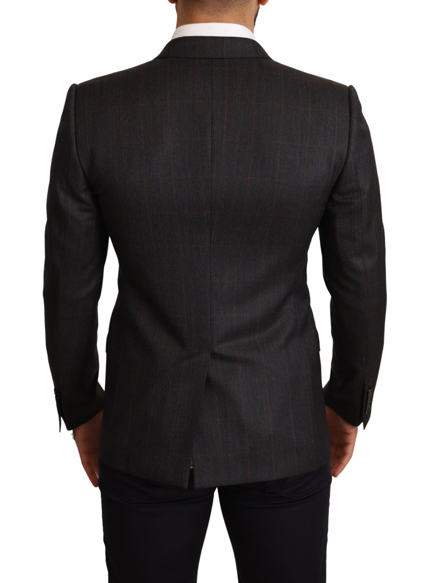 Dolce & Gabbana Gray Check Wool Slim Fit Blazer Jacket