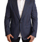 Dolce & Gabbana Blue Striped Wool Slim Fit Blazer Jacket