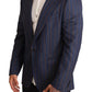 Dolce & Gabbana Blue Striped Wool Slim Fit Blazer Jacket