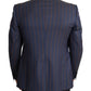 Dolce & Gabbana Blue Striped Wool Slim Fit Blazer Jacket