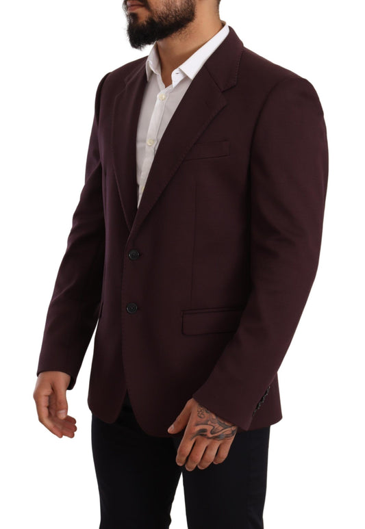 Dolce & Gabbana Purple Cotton Slim Blazer Jacket