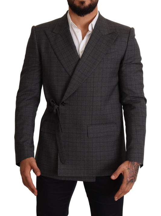 Dolce & Gabbana Gray Check Wool Slim Fit Blazer Jacket