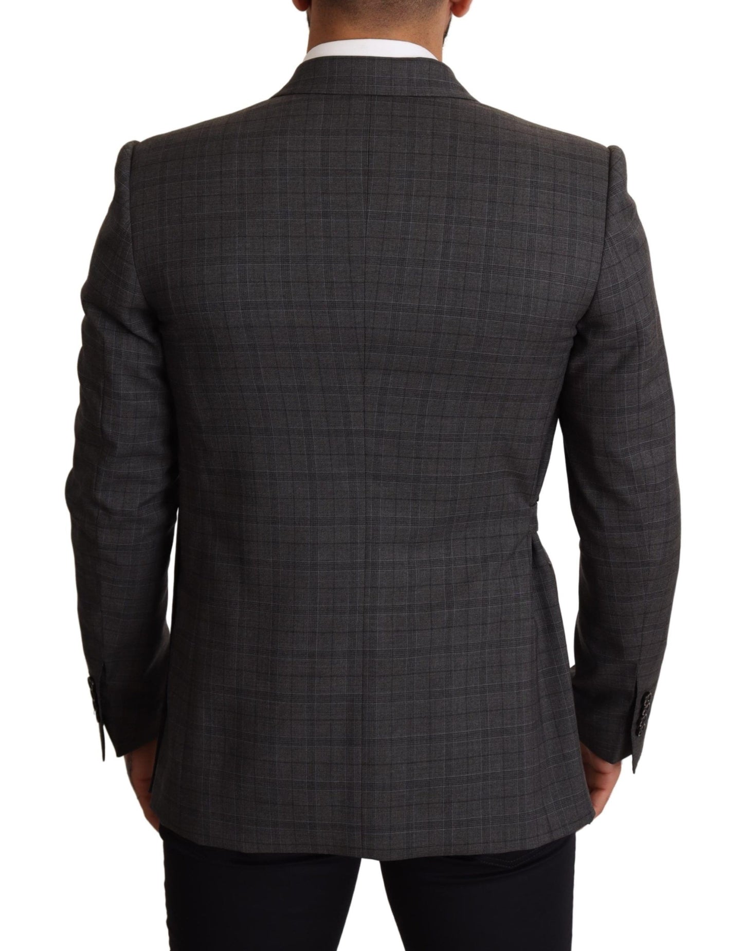 Dolce & Gabbana Gray Check Wool Slim Fit Blazer Jacket