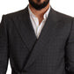 Dolce & Gabbana Gray Check Wool Slim Fit Blazer Jacket