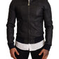 Dolce & Gabbana Blue Leather Full Zip Bomber Men Jacket