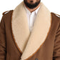 Dolce & Gabbana Brown Double Breasted Shearling Coat Jacket