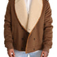 Dolce & Gabbana Brown Double Breasted Shearling Coat Jacket