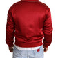 Dolce & Gabbana Red Silk Button DG Logo Bomber Jacket