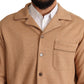 Dolce & Gabbana Brown Cotton Button Collared Coat Jacket