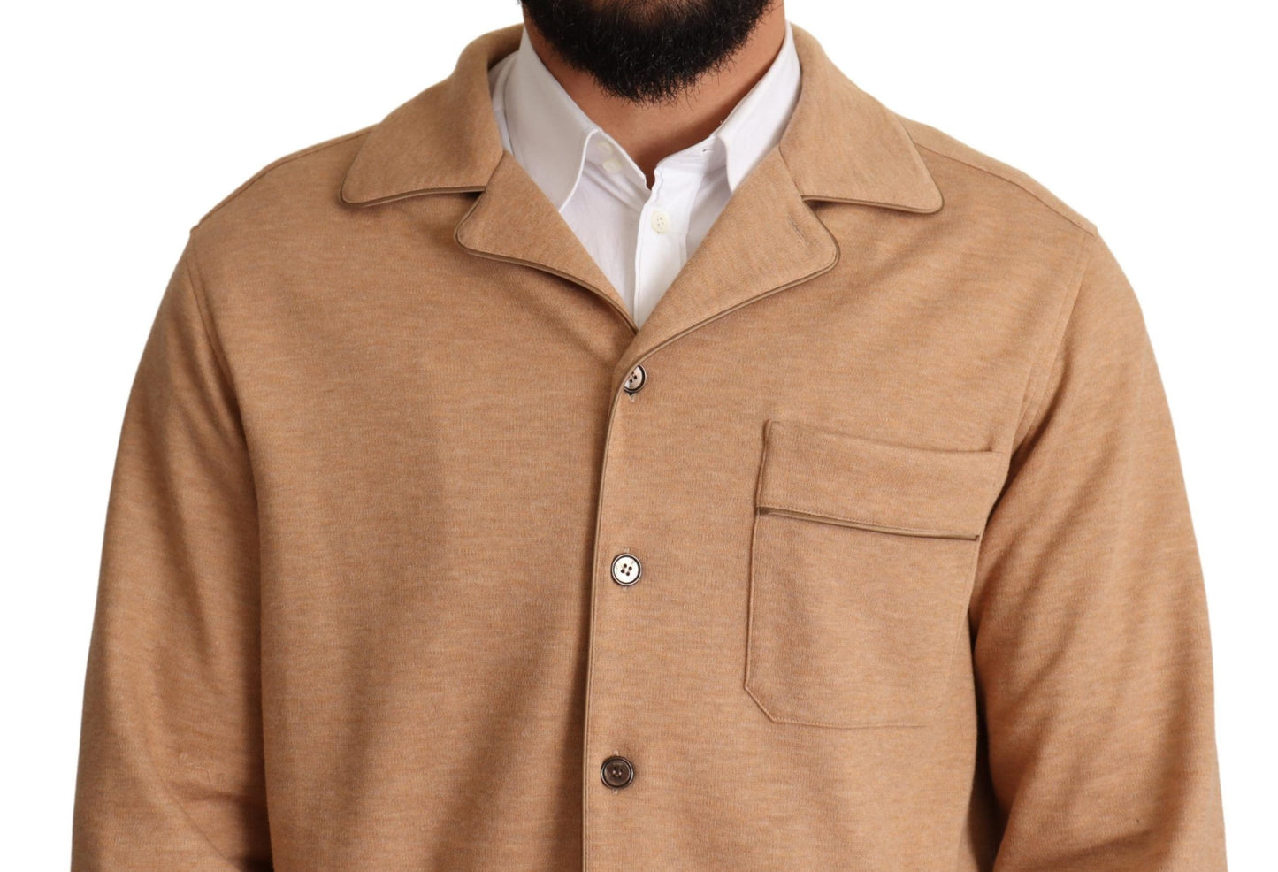 Dolce & Gabbana Brown Cotton Button Collared Coat Jacket