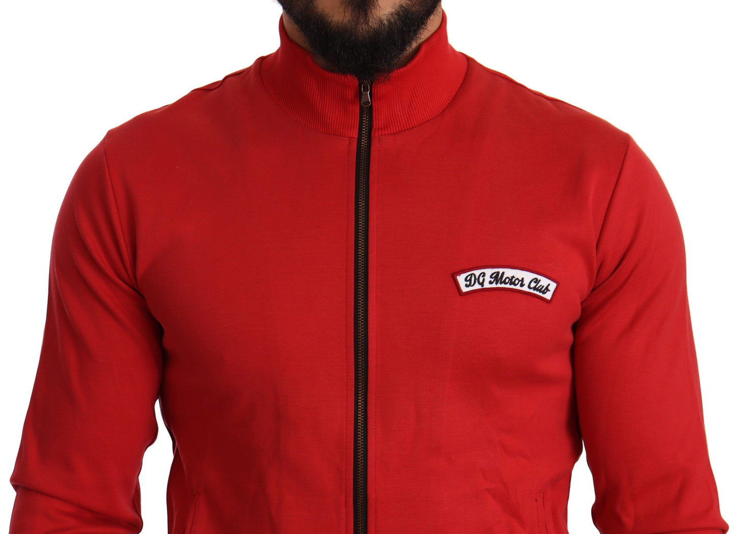 Dolce & Gabbana Red DG Motor Club Zipper Stretch Sweater