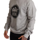 Dolce & Gabbana Gray Crown King Print Cotton Sweater