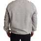 Dolce & Gabbana Gray Crown King Print Cotton Sweater