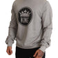 Dolce & Gabbana Gray Crown King Print Cotton Sweater