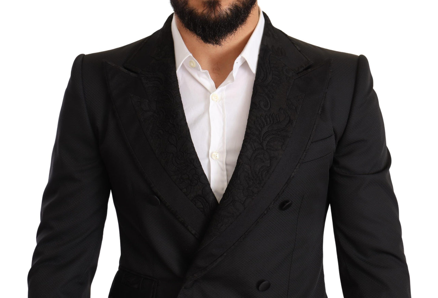 Dolce & Gabbana Black Brocade 2 Piece Set Suit