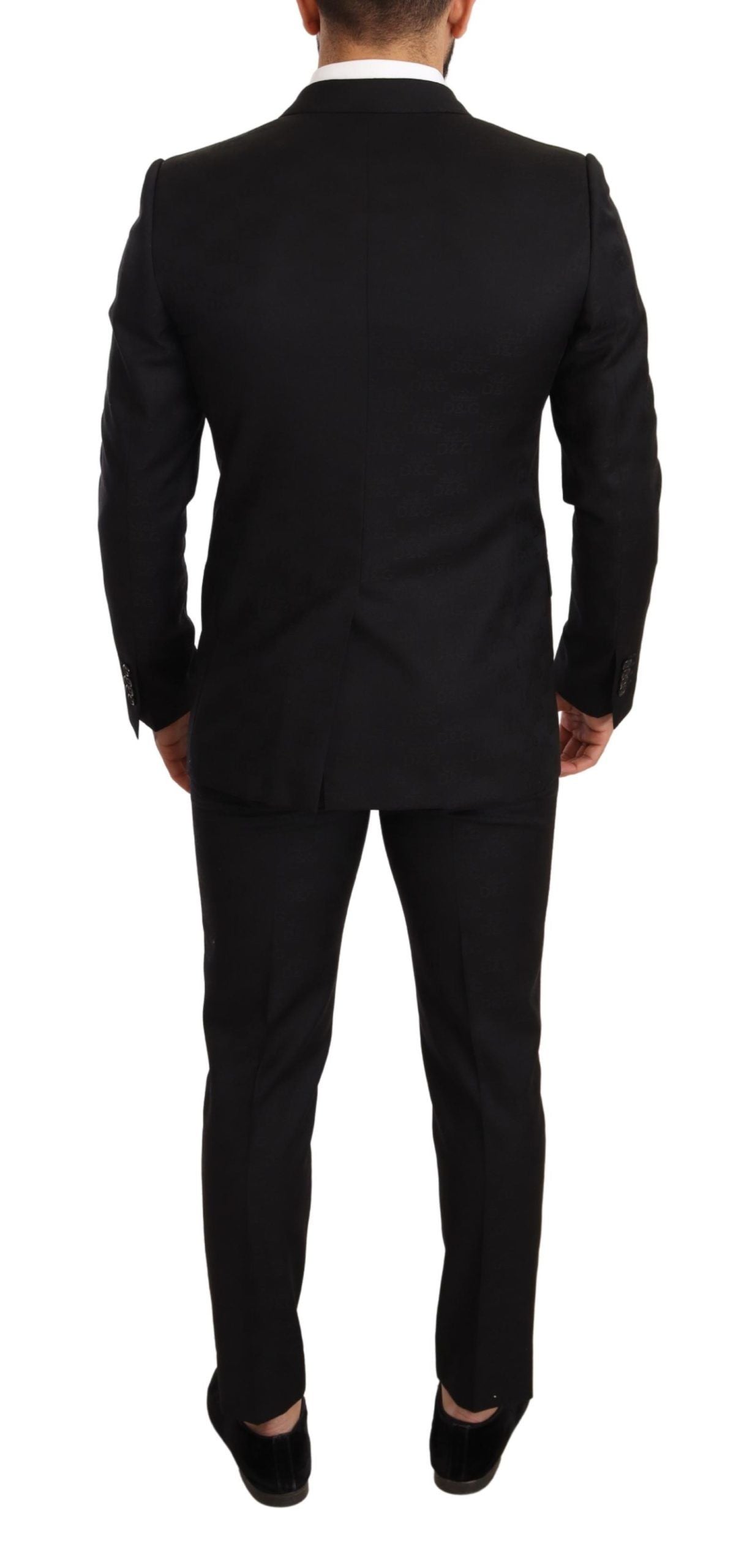 Dolce & Gabbana Black Logo Wool Slim Fit 2 Piece MARTINI Suit