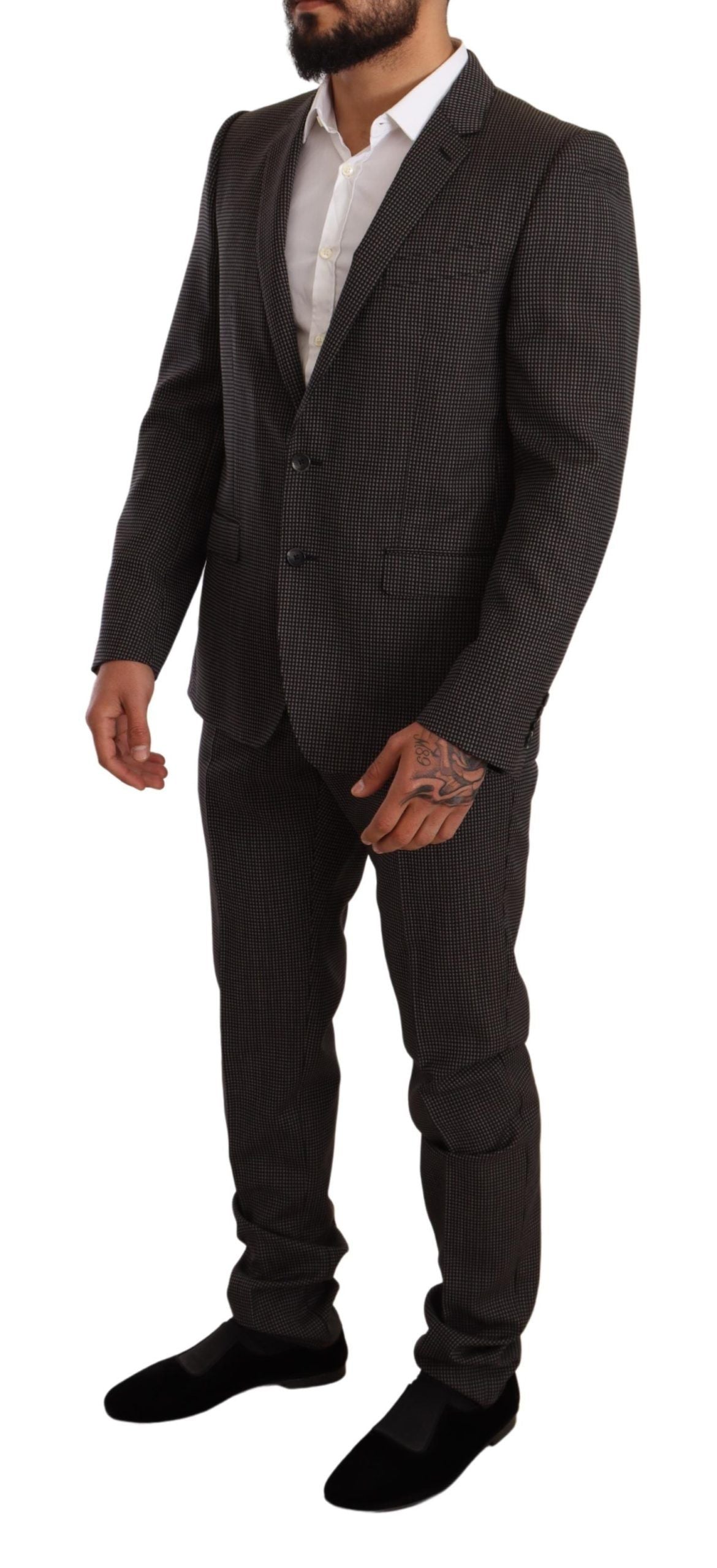 Dolce & Gabbana Black Fantasy Pattern Wool MARTINI Suit