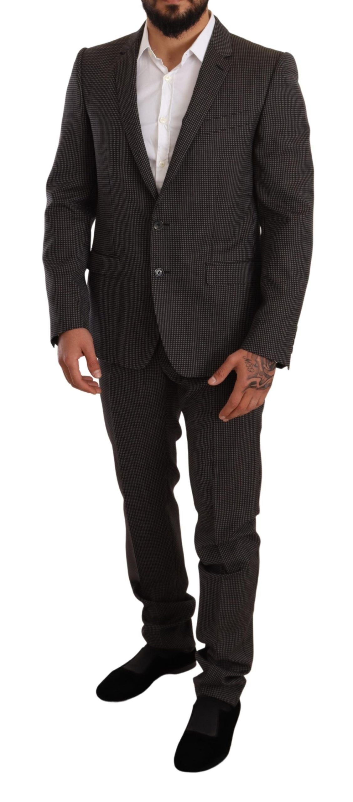 Dolce & Gabbana Black Fantasy Pattern Wool MARTINI Suit