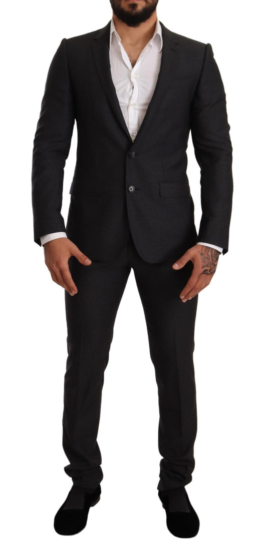 Dolce & Gabbana Gray Wool MARTINI Slim Fit Set Suit