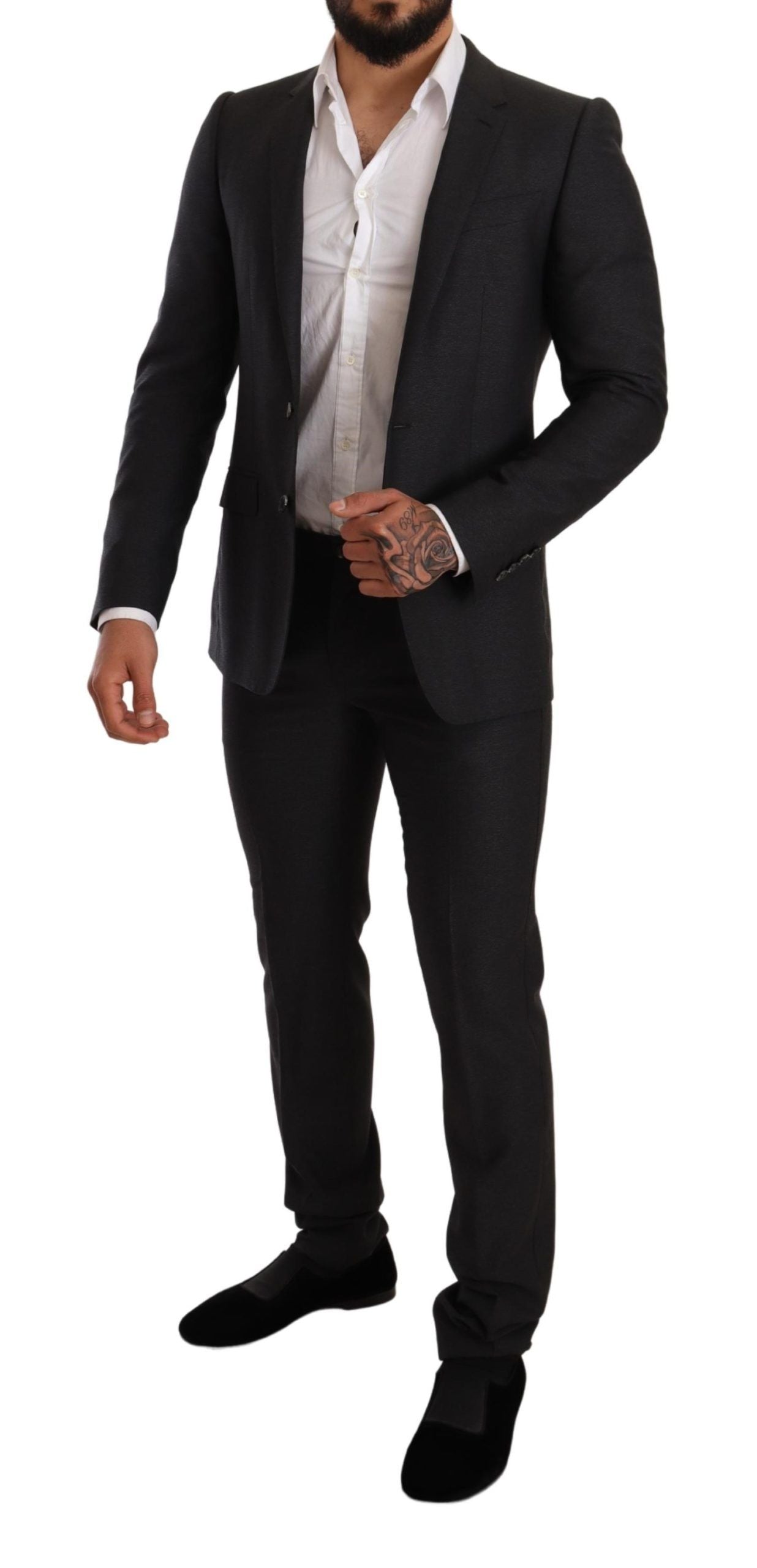 Dolce & Gabbana Gray Wool MARTINI Slim Fit Set Suit