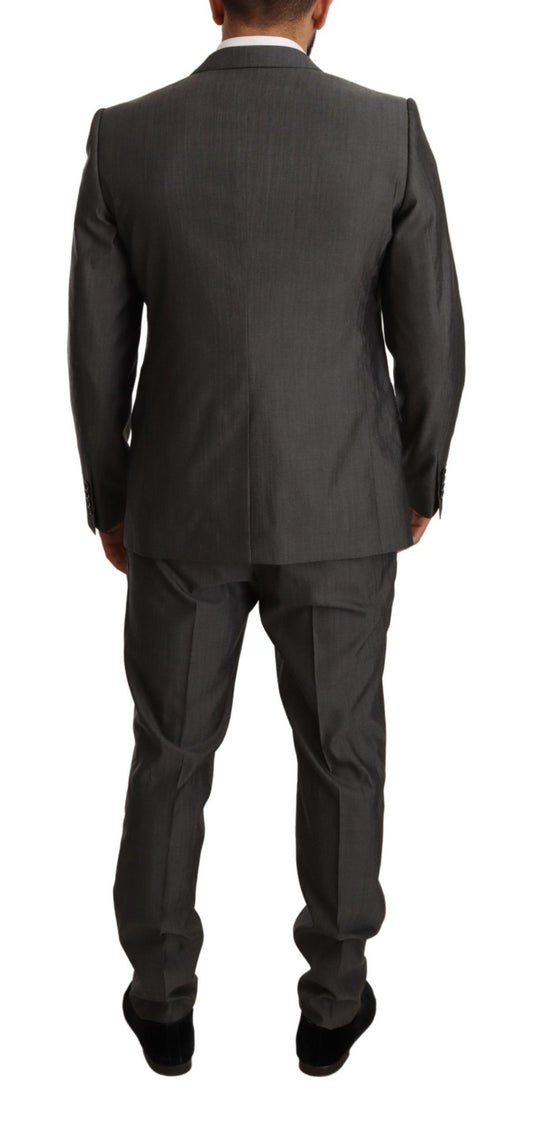 Dolce & Gabbana Gray Metallic MARTINI Slim Fit Set Suit