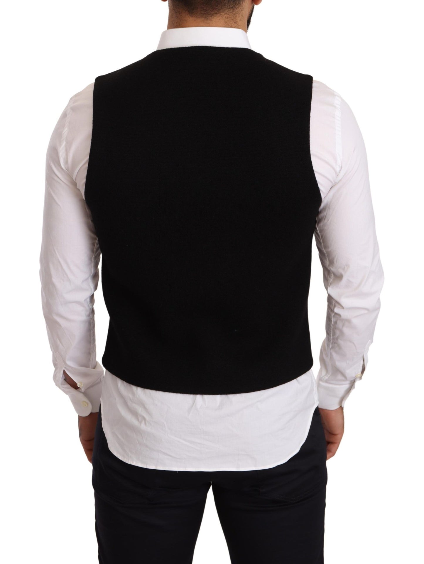 Dolce & Gabbana Black Cotton Single Breasted Waistcoat