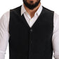 Dolce & Gabbana Black Cotton Single Breasted Waistcoat