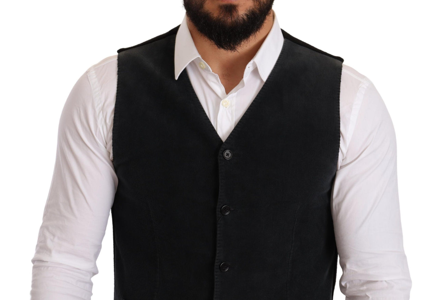 Dolce & Gabbana Black Cotton Single Breasted Waistcoat