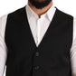 Dolce & Gabbana Black Wool Formal Waistcoat Dress