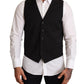 Dolce & Gabbana Black Wool Formal Waistcoat Dress