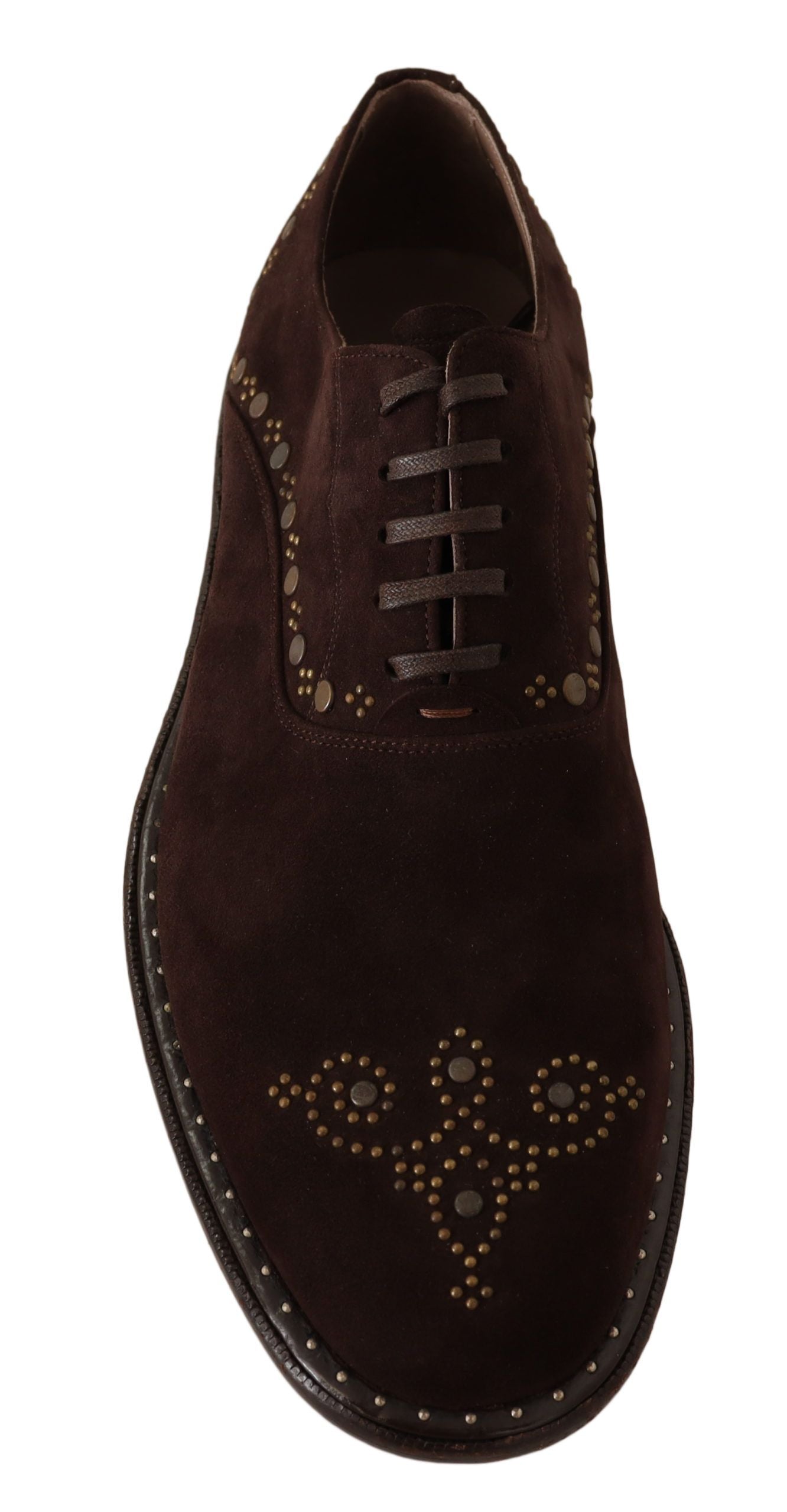 Dolce & Gabbana Brown Suede Marsala Derby Studded Shoes