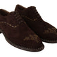 Dolce & Gabbana Brown Suede Marsala Derby Studded Shoes