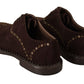 Dolce & Gabbana Brown Suede Marsala Derby Studded Shoes