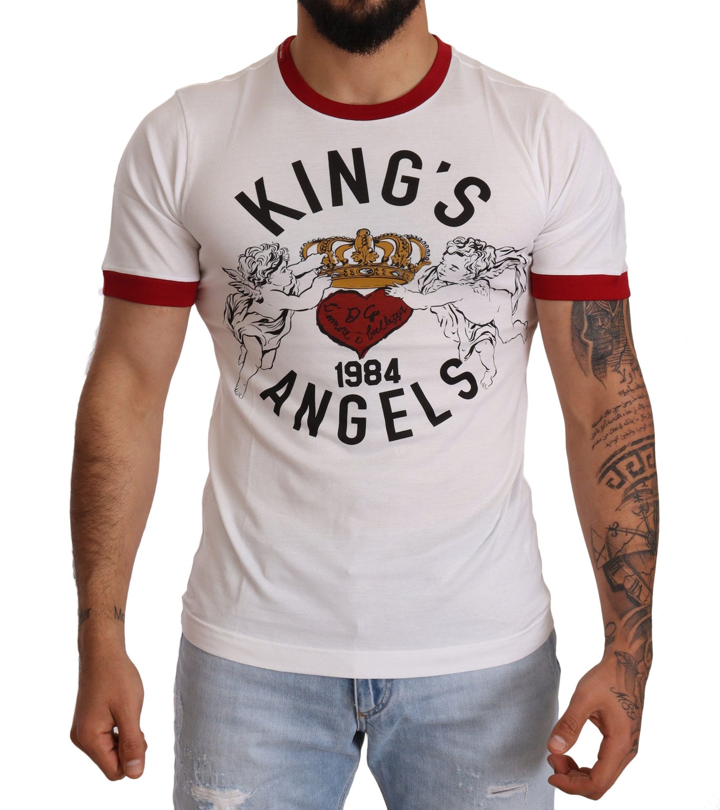 Dolce & Gabbana White Kings Angels Print Cotton T-shirt