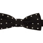 Dolce & Gabbana Black White Polka Dot Silk Adjustable Neck Papillon Bow Tie