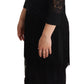 Dolce & Gabbana Black Sheer Floral Lace Crystal Maxi Dress