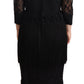 Dolce & Gabbana Black Sheer Floral Lace Crystal Maxi Dress