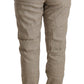 CYCLE Beige Mid Waist Casual Baggy Stretch Trouser