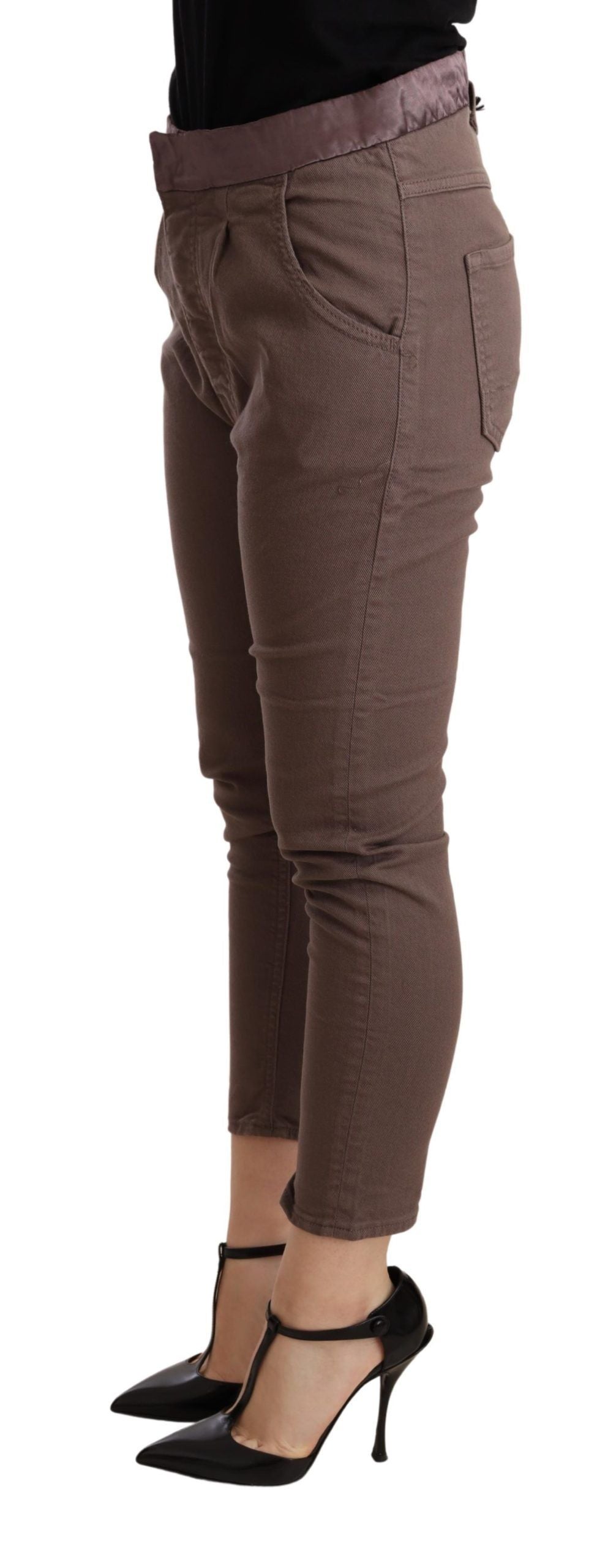 CYCLE Brown Mid Waist Cropped Skinny Stretch Trouser