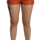 Dolce & Gabbana Orange Leather High Waist Shorts