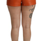 Dolce & Gabbana Orange Leather High Waist Shorts