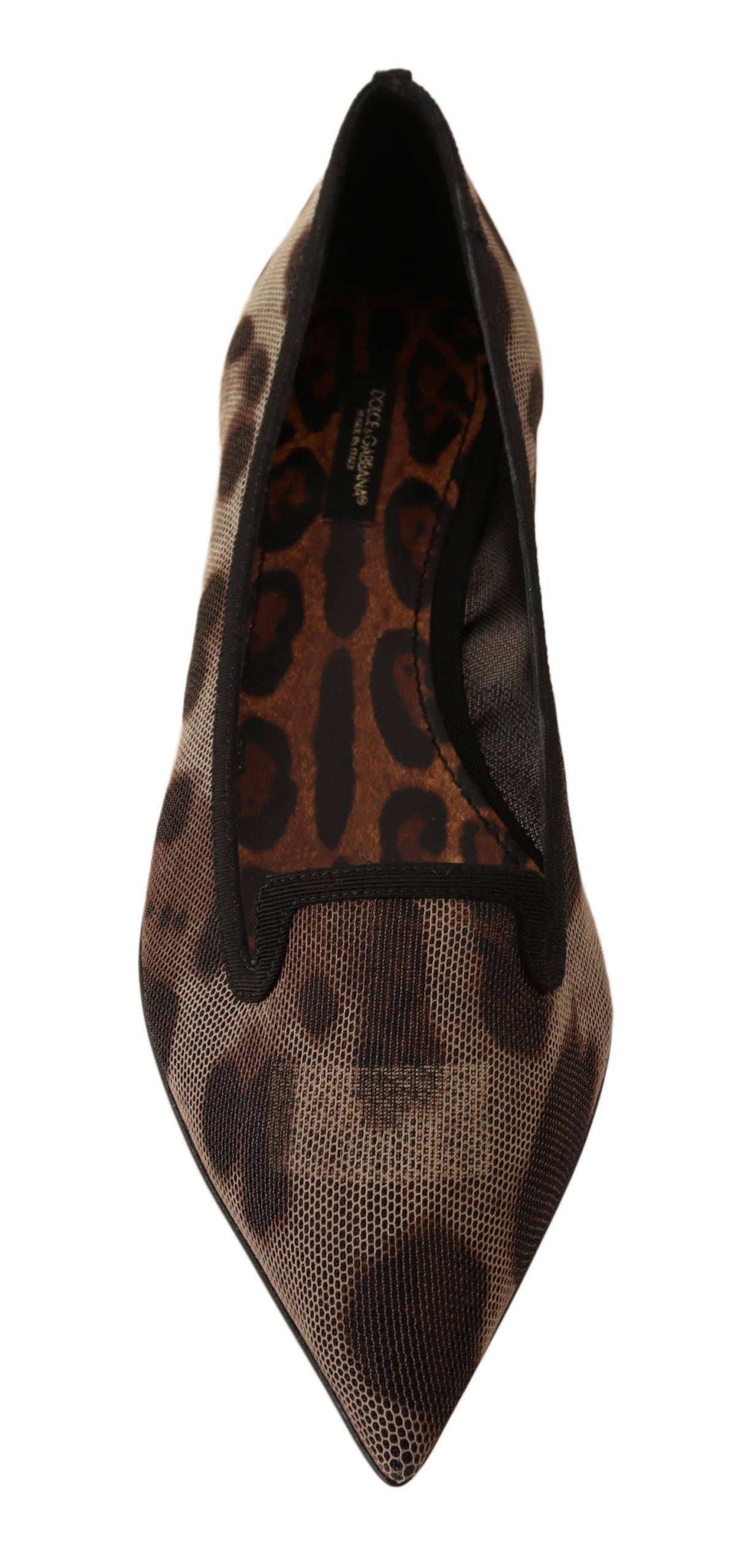 Dolce & Gabbana Brown Leopard Ballerina Flat Loafers Shoes