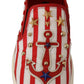 Dolce & Gabbana Red White Anchor Studded Loafers Shoes