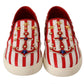 Dolce & Gabbana Red White Anchor Studded Loafers Shoes